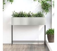 ULUYYUC Aiuola rialzata da balcone, 100 x 26 x 82 cm, in acciaio zincato, argento, moderna, per verdure, erbe, fiori, design salvaspazio, per giardino, terrazza e piccoli balconi