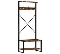 ULUYYUC Appendiabiti da Parete in Legno Massello Recupero Multicolore 80x40x190 cm con Asta e Ripiano, Organizzatore Salvaspazio per Ingresso, Camera, Bagno