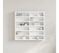 ULUYYUC Armadietto con Vetrina Bianco Mensola da Parete Legno Multistrato 60x8,5x58 cm con 12 Ripiani per Camera Soggiorno Bagno Design Elegante e Durevole