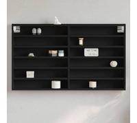 ULUYYUC Armadietto con Vetrina da Parete in Legno Multistrato Nero 100x8,5x58 cm con 12 Ripiani Espositore Portaoggetti per Decorazione Parete Soggiorno Camera Bagno