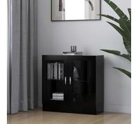 ULUYYUC Armadietto con Vetrina Nero Libreria con Ante Legno Multistrato 82,5x30,5x80 cm Mobile Salvaspazio per Soggiorno Ingresso