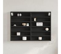 ULUYYUC Armadietto con Vetrina Nero Mensola Parete in Legno Multistrato 80x8,5x58 cm con 12 Ripiani, Mobile Vetrinato per Bagno Cucina Soggiorno Decorazione Parete