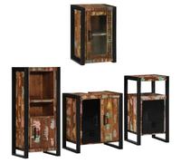 ULUYYUC Armadietto da bagno, 4 pezzi, multicolore, 55 x 35 x 60 cm, in legno massiccio con struttura in metallo, design moderno e ampio spazio per piccoli bagni, WC per ospiti e corridoi