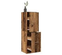 ULUYYUC Armadietto da Farmacia in Truciolato Legno Vecchio 40x41x144,5 cm con 4 Cassetti, Mobile Salvaspazio per Cucina, Bagno, Balcone e Ufficio, Design Classico e Materiale Resistente