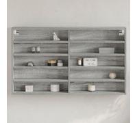 ULUYYUC Armadietto Vetrina a Parete con 10 Ripiani, Grigio Sonoma, 100x15x58 cm, Legno Multistrato, Mensola da Parete, Libreria, Bacheca Portaoggetti per Soggiorno Camera Bagno Cucina