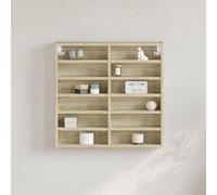 ULUYYUC Armadietto Vetrina da Parete Rovere Sonoma 60x8,5x58 cm Legno Multistrato con 12 Ripiani per Camera Soggiorno Bagno Design Classico e Funzionale