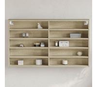 ULUYYUC Armadietto Vetrina Scaffale da Parete Rovere Sonoma Legno Multistrato 100x15x58 cm con 10 Ripiani per Esposizione Oggetti Decorativi in Camera Soggiorno Bagno