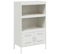 ULUYYUC Buffet Cucina Mobiletto da Esterno Mobile Basso Soggiorno Armadietto Salvaspazio - Credenza Bianca 68x39x113 cm in Acciaio per Ufficio Ingresso Soggiorno Camera Da Letto
