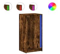 ULUYYUC Buffet Cucina Vetrina Soggiorno Entrata Mobile Ingresso Moderno Credenze Cucina - Credenza con LED Rovere Fumo 42,5x34x85 cm in Legno Multistrato per Ufficio Salotto Ingresso Soggiorno