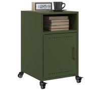 ULUYYUC Comodini Camera da Letto 2 Pezzi con Ruote in Acciaio Laminato a Freddo, Verde Oliva 36x39x59 cm, Design Moderno Salvaspazio con Anta e Scomparti per Piccoli Spazi