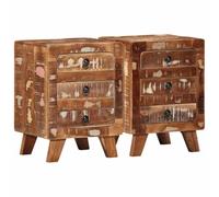 ULUYYUC Comodini in Legno Massello di Recupero 37x32x50 cm, Coppia di Tavolini da Letto Stretto Camera da Letto, Mobiletto Salvaspazio con Gambe Robuste e Ampio Spazio