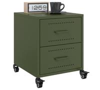 ULUYYUC Comodini per Camera da Letto 2 Pezzi Verde Oliva 36x39x43,5 cm in Acciaio Laminato a Freddo con Ruote e Cassetti Design Moderno per Arredamento Casa Salvaspazio