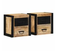 ULUYYUC Comodini Sospesi per Camera da Letto 2 Pezzi Legno Massello Mango Grezzo 40x35x40 cm Design Salvaspazio Moderno per Soggiorno Balcone