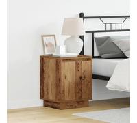 ULUYYUC Comodino Camera da Letto con Luci LED Legno Invecchiato 39x34.5x50 cm Marrone, Comodino Stretto Piccolo Salvaspazio per Spazi Ridotti, Design Rustico Moderno con Luce Blu Ambiente