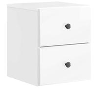 ULUYYUC Comodino da parete bianco lucido, 34,5 x 33 x 40 cm, in legno con cassetti e scomparto, comodino sospeso per camera da letto