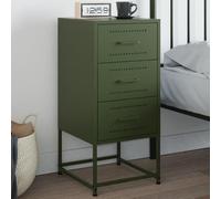 ULUYYUC Comodino in Acciaio Verde Oliva 36x39x78 cm, Tavolino Laterale Multifunzionale per Camera da Letto e Salotto, Mobile Stretto Salvaspazio Moderno per Ingresso Studio o Balcone