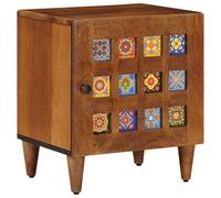 ULUYYUC Comodino in legno di mango 40 x 33 x 46 cm, design moderno con porta a cerniera, robusto comodino per camera da letto, soggiorno, corridoio