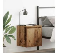 ULUYYUC Comodino Sospeso Camera da Letto 2 Pezzi Legno Antico 38x34x40 cm Mobile Salvaspazio con Portaoggetti