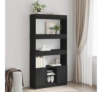 ULUYYUC Credenza Nera Libreria Scaffale in Legno Multistrato 92x33x180 cm Mobile Salvaspazio per Soggiorno Camera Ufficio con Ante