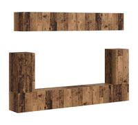 ULUYYUC Credenza per TV, montaggio a parete, 5 pezzi, legno vecchio, materiale in legno, 98 x 31 x 29,5 cm, 8 ante, 1 scaffale, design moderno, robusta, salvaspazio, per soggiorno, camera da letto