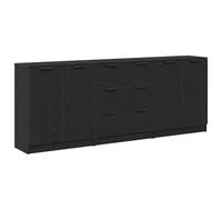 ULUYYUC Dispensa Cucina Salvaspazio Mobiletto Cucina Salvaspazio Mobile Credenza Cucina Mobiletto Bagno - 3 Pezzi Mobiletti Nero Rovere Legno Ingegnere per Bagno Camera Da Letto Salotto Ufficio