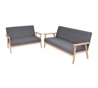 ULUYYUC Divano 2 Pezzi Set Divano 2 Posti e 3 Posti Design Scandinavo Divano Divano in Tessuto Grigio Scuro Divano Imbottito con Struttura in Legno per Soggiorno & Ufficio