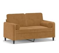 ULUYYUC Divano a 2 posti con cuscino decorativo, marrone, larghezza della seduta, 120 cm, moderno divano in velluto con struttura in metallo e federe rimovibili, divano imbottito per soggiorno, camera