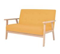 ULUYYUC Divano a 2 posti in tessuto giallo, comodo divano dal design scandinavo, divano compatto per soggiorno con struttura in legno e imbottitura, ideale per piccoli spazi, 113,5 x 67 x 73,5 cm