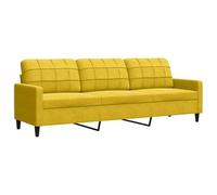 ULUYYUC Divano a 3 posti, giallo, 210 cm, in velluto, moderno, con struttura in metallo, comodo divano imbottito per 3 persone, rivestimento in morbido velluto, struttura stabile per la vostra casa
