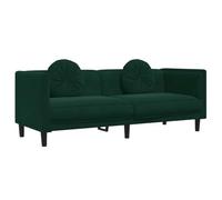 ULUYYUC Divano a 3 posti in velluto verde scuro - Moderno divano imbottito con 2 cuscini rotondi, comodo divano per soggiorno e lounge, struttura in legno stabile, 193,5 x 77 x 70 cm, max 110 kg per