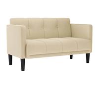 ULUYYUC Divano a due posti color crema, 111 cm, divano imbottito in tessuto, divano compatto a 2 posti con anima a molle e imbottitura in schiuma, design moderno per soggiorno, sala lettura e ufficio