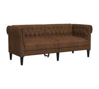 ULUYYUC Divano Chesterfield a 2 posti, in tessuto marrone, classico divano imbottito con braccioli arrotolati, comodo divano per soggiorno e sala lettura, 182,5 x 74,5 x 74,5 cm