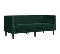 ULUYYUC Divano Chesterfield a 2 posti, in velluto verde scuro, classico con trapuntatura a bottoni e rulli per il collo, divano in velluto per soggiorno e ufficio, 174 x 74,5 x 70,5 cm