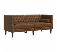ULUYYUC Divano Chesterfield a 2 posti, marrone, effetto camoscio in microfibra, 2 posti con bottoni e 2 rulli per il collo, divano imbottito per soggiorno e ufficio, 174 x 74,5 cm