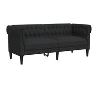 ULUYYUC Divano Chesterfield a 2 posti, nero, classico divano imbottito in tessuto con braccioli arrotolati e gambe in legno, elegante divano da soggiorno per il relax, 182,5 x 74,5 x 74,5 cm