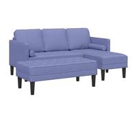 ULUYYUC Divano con cuscino, 2 pezzi, divano angolare modulare a forma di L, moderno divano imbottito a 5 posti, in poliestere traspirante, paesaggio con sgabello per soggiorno, blu jeans