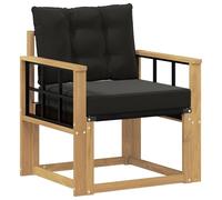 ULUYYUC Divano da giardino 1 posto in legno di acacia bianco con cuscini | Divano modulare sostenibile in legno massello di acacia con cuscino, ideale per balcone, terrazza e giardino.