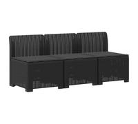 ULUYYUC Divano da giardino modulare a 3 posti, effetto rattan | Set di 3 sedie modulari in plastica PP per balcone, terrazza e giardino d'inverno, con morbido cuscino.