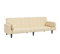 ULUYYUC Divano letto 2 posti con funzione letto e 2 cuscini, moderno divano imbottito in tessuto color crema, letto per gli ospiti versatile con schienale regolabile per soggiorno e ufficio, 220 cm