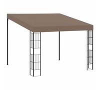 ULUYYUC Gazebo da parete, 3 x 3 m, colore tortora | Robusto gazebo per terrazza e giardino con telaio in acciaio verniciato a polvere e tetto in tessuto che protegge dal sole.