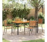 ULUYYUC Gruppo da giardino in rattan sintetico, 150 x 90 x 75 cm, grigio, marrone, con braccioli in legno di acacia, design moderno, robusto e resistente alle intemperie, per giardino, terrazza