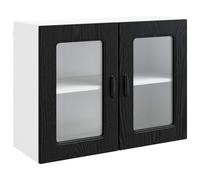 ULUYYUC Kalmar - Armadio da cucina in rovere nero, 80 x 31 x 60 cm, design moderno con 2 ante, ampio spazio di archiviazione, per cucina singola, piccola cucina, isola della cucina