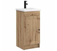 ULUYYUC Lavabo con lavabo e rubinetto, rovere Artisan, 42 cm