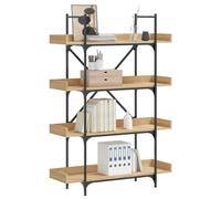 ULUYYUC Libreria 4 Ripiani Rovere Sonoma Legno Multistrato 100x33x145,5 cm Scaffale Salvaspazio con Piedini Regolabili e Telaio Metallo Stabile per Soggiorno Ufficio Casa