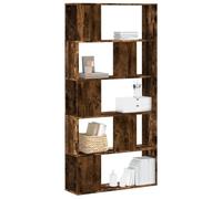 ULUYYUC Libreria 5 Ripiani in Legno Multistrato Rovere Fumo 80,5x23,5x162,5cm, Scaffale Salvaspazio per Soggiorno Ufficio Casa, Mobile Divisorio con Ampio Spazio Organizer
