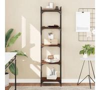 ULUYYUC Libreria 5 Ripiani Rovere Marrone Legno Multistrato con Struttura Metallo 40x30x154cm Scaffale Salvaspazio Stretto per Soggiorno Ufficio Ingresso