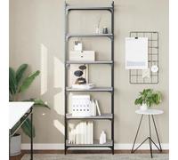 ULUYYUC Libreria 6 Ripiani Grigio Sonoma 60x30x188cm in Legno Multistrato e Metallo Scaffale Salvaspazio per Libri Oggetti Decorativi Soggiorno Ufficio