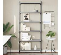 ULUYYUC Libreria 6 Ripiani Grigio Sonoma in Legno Multistrato con Telaio Metallico 80x30x188cm Mobile Salvaspazio per Libri e Oggetti Decorativi in Soggiorno Ufficio Casa