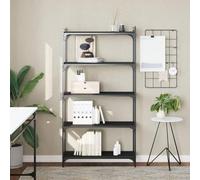 ULUYYUC Libreria a 5 Ripiani Nera 80x30x154 cm in Legno Multistrato con Telaio Metallo per Soggiorno Ufficio Ingresso - Design Moderno Salvaspazio Stabile