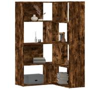 ULUYYUC Libreria Angolare 4 Ripiani con 2 Modalità Montaggio Scaffale Salvaspazio per Angolo Mobile Truciolare Rovere Fumo 85x85x140 cm per Soggiorno Camera Ufficio Cucina